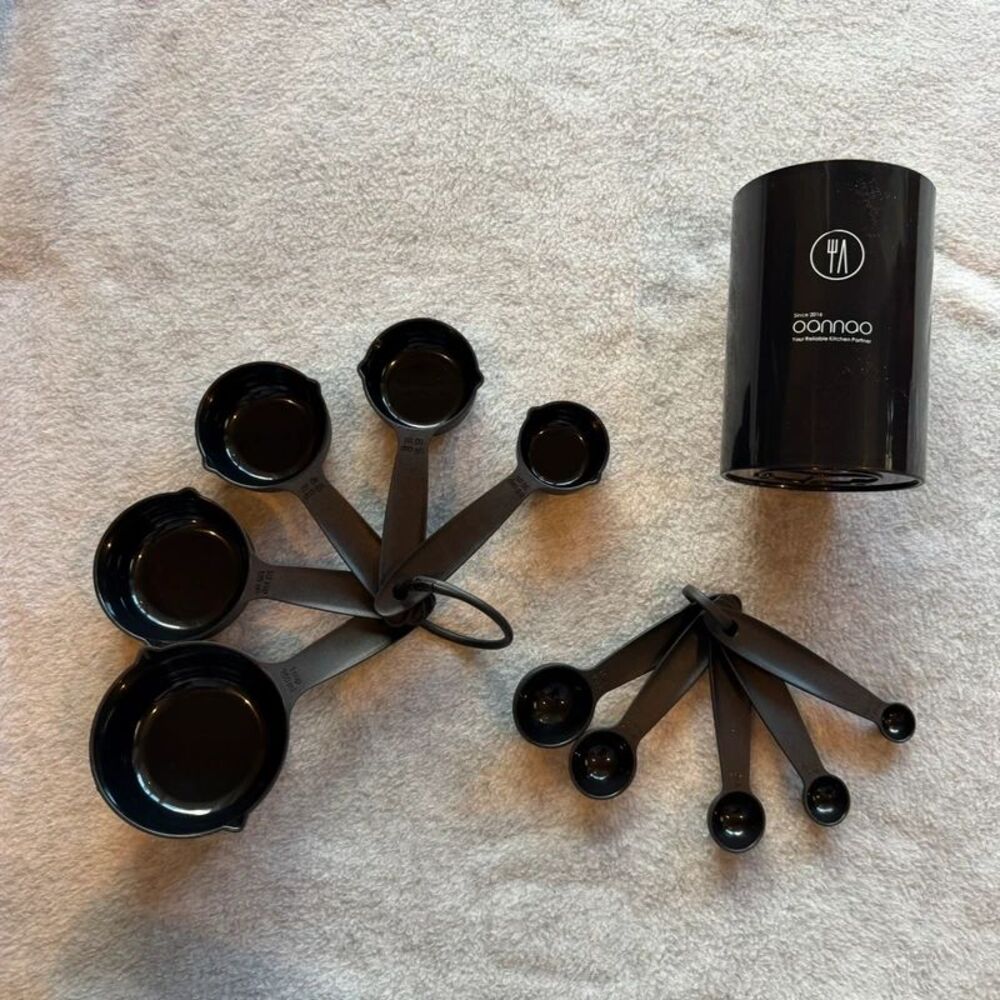 New measuring cups and spoons and utensil holder set